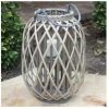 15″ Grey Willow Lantern With Glass – Small Accents & Decor