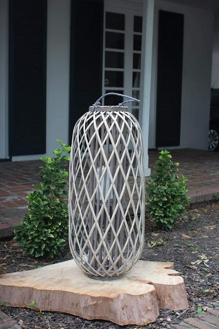 39″ Tall Grey Willow Lantern With Glass – Extra Large Accents & Decor