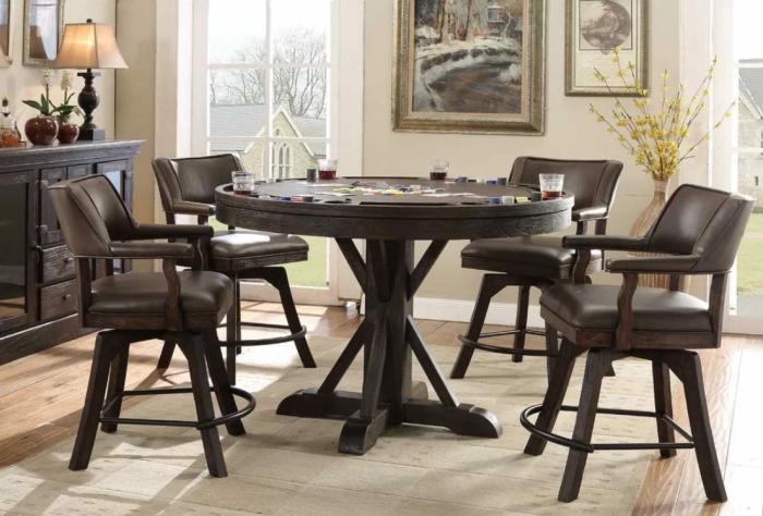 52″ Gettysburg Pub Game Set W/ 4 Chairs Poker & Game Tables