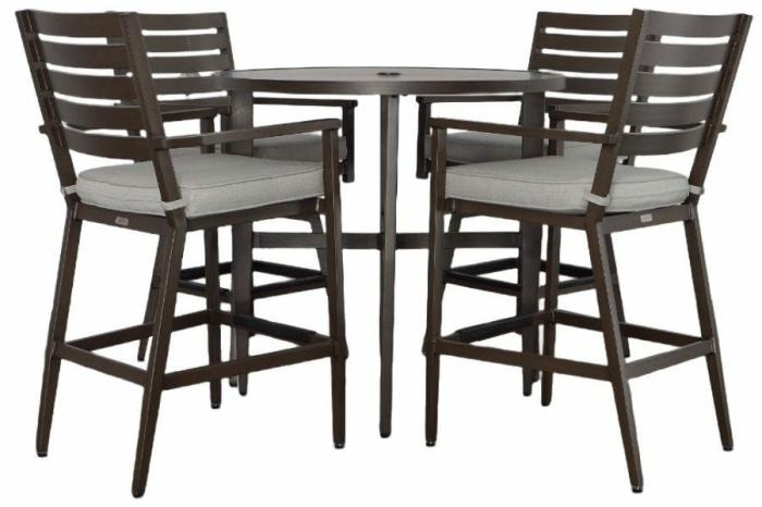 Adeline 5-Piece 42″ Round Pub Dining Set With Stationary Stools Chat & Pub Sets