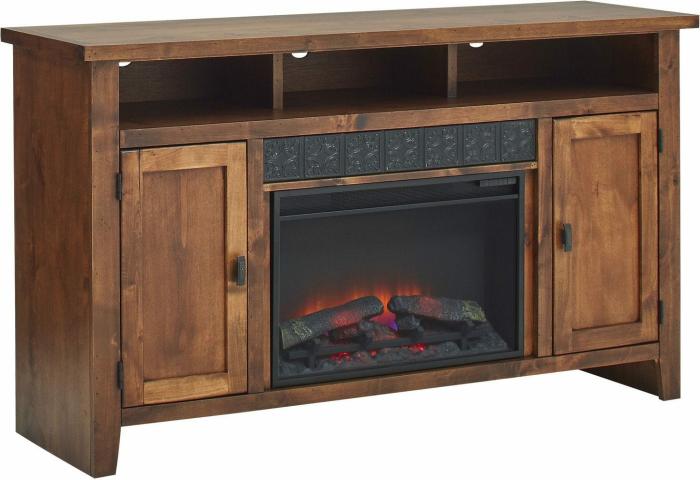 Alder Grove Electric Fireplace 63″ Console – Fruitwood Electric Fireplaces