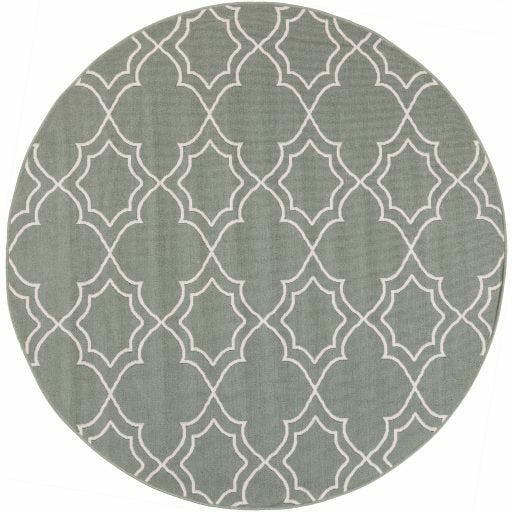 Alfresco 7’3″ Round Area Rug – Sage & Cream (Alf-9589) Outdoor