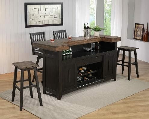 Ashford 78″ Front Bar – Black And Rustic Walnut Bars & Barstools