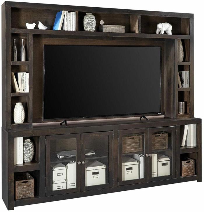 Avery Loft 97″ Console With Hutch – Ghost Black Furniture