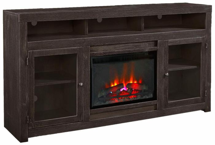 Avery Loft Electric Fireplace 74″ Highboy Console – Ghost Black Electric Fireplaces