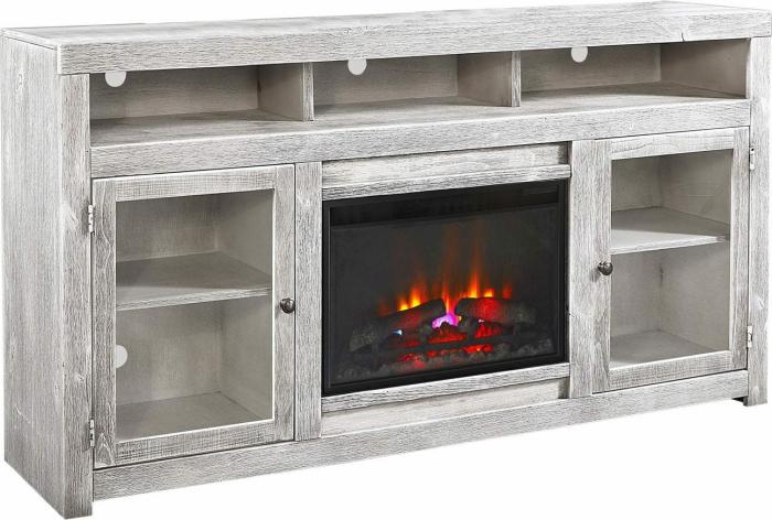 Avery Loft Electric Fireplace 75″ Highboy Console – Limestone Electric Fireplaces