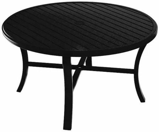 Banchetto 54″ Round Slat Top Table – Obsidian Dining & Chat Tables