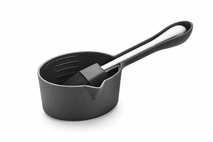 Cast Iron Sauce Pot With Nesting Silicone Basting Brush Grill Accessories