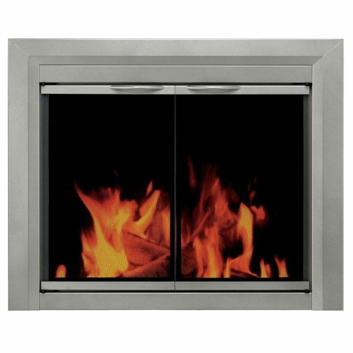 Conway Glass Door (Large) – Sunlight Nickel Fireplaces