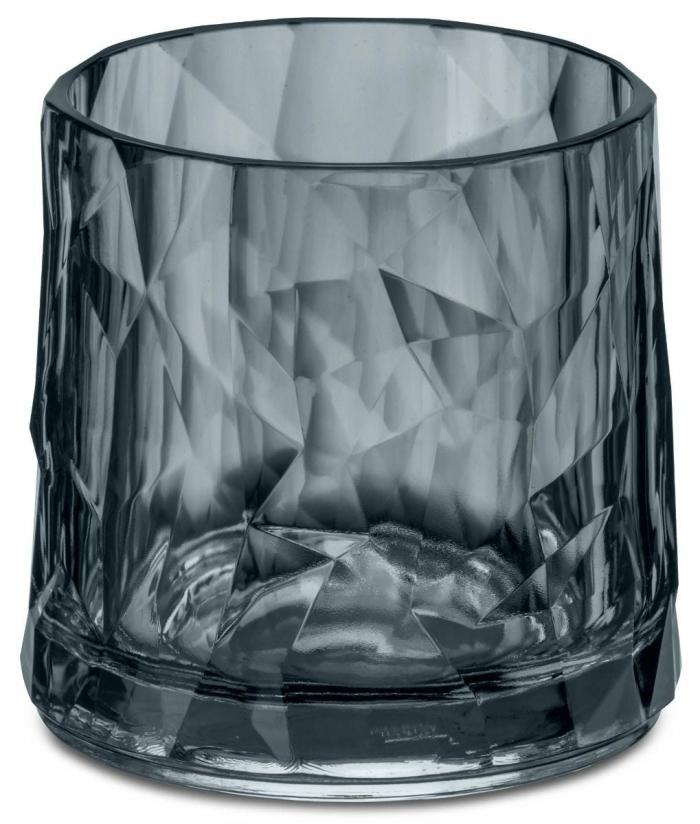 Faceted Double Old Fashioned Glasses – Transparent Grey – Set Of 6 Bars & Barstools