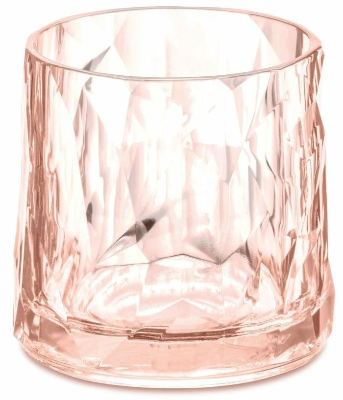 Faceted Double Old Fashioned Glasses – Transparent Rose Quartz – Set Of 6 Bars & Barstools