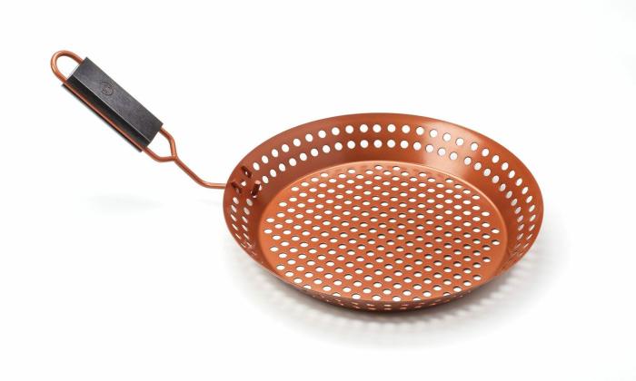 Grill Skillet With Removable Soft-Grip Handle, Copper Non-Stick Grill Accessories