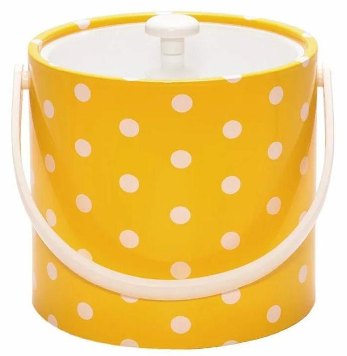 Ice Bucket 3 Quart Yellow With White Polka Dots Bars & Barstools