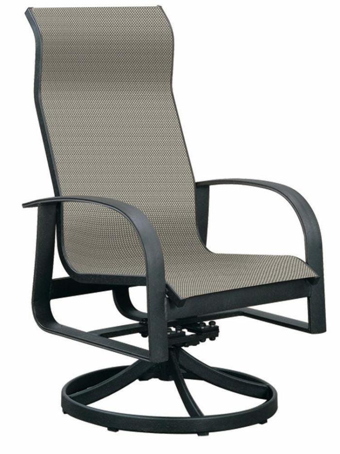 Martinique High Back Sling Swivel Rocker Dining Chairs