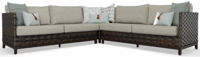 Nevis 3-Piece Sectional Set – Espresso/Pebble Outdoor