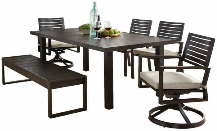 Nevis 6-Piece Dining Set With Bench And Arm Chairs Dining Sets