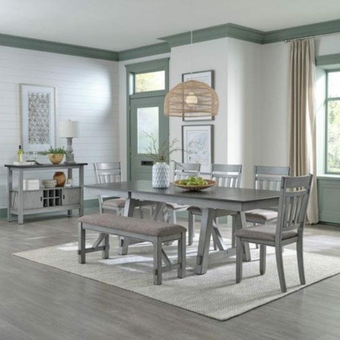 Newport 6-Piece 72″ Rectangular Trestle Dining Set Dining & Kitchen