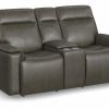 Odell Power Reclining Loveseat With Console – Grey Furniture