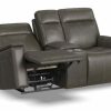 Odell Power Reclining Loveseat With Console – Grey Furniture