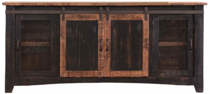 Pueblo 80″ Media Stand – Black Furniture