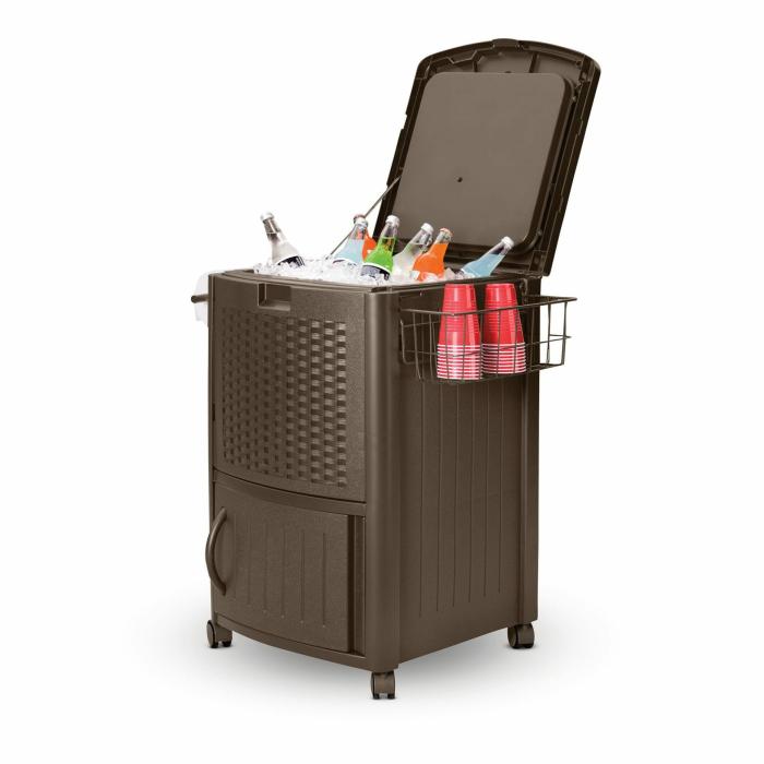 Resin Wicker Cooler With Cabinet Outdoor