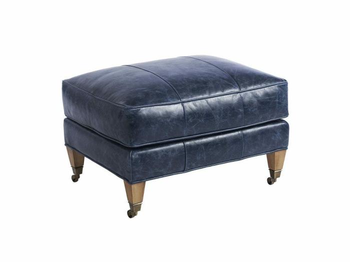 Sydney Leather Ottoman With Brass Caster Furniture