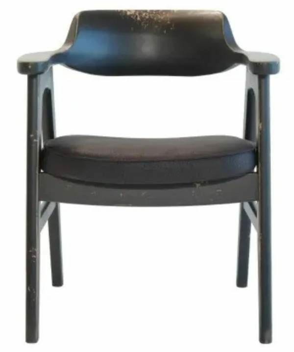 Wagner Chair – Distressed Black With Black Faux Leather Seat Desk Chairs