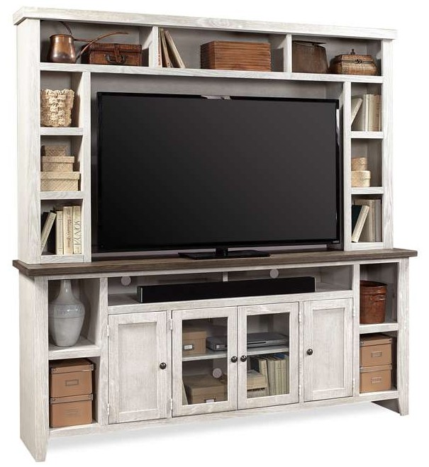 Eastport 84″ Console And Hutch – Drifted White Furniture