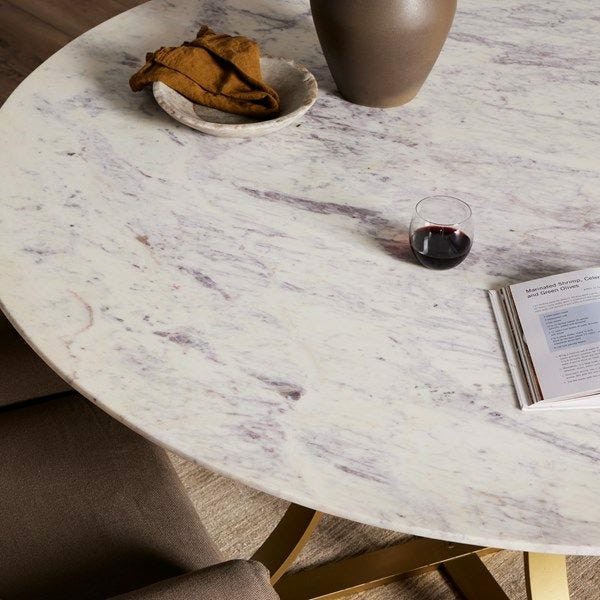 Gage Collection 48″ Round Marble Dining Table Dining & Kitchen