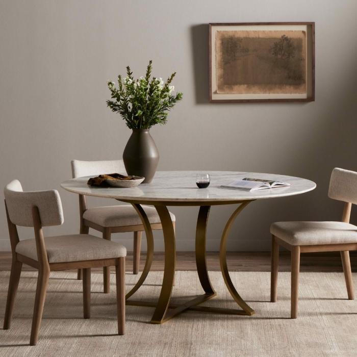 Gage Collection 60″ Round Marble Dining Table Dining & Kitchen