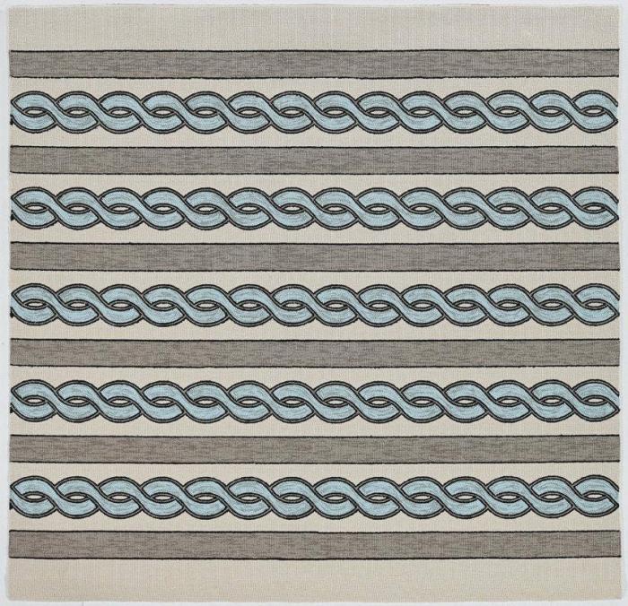 Hamptons 8’X11′ Rug – Ivory/Spa Cable Knit Outdoor